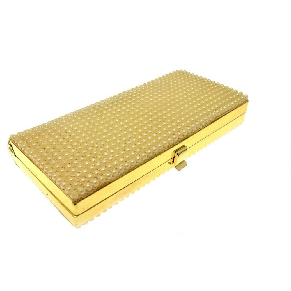 Joan Rivers Faux Pear Clutch Purse Gold Accents